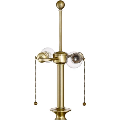 360 Lighting Spenser Vintage Floor Lamp 58" Tall Brushed Antique Brass Metal Off White Linen Drum Shade For Living Room Bedroom Office House Home - Image 4