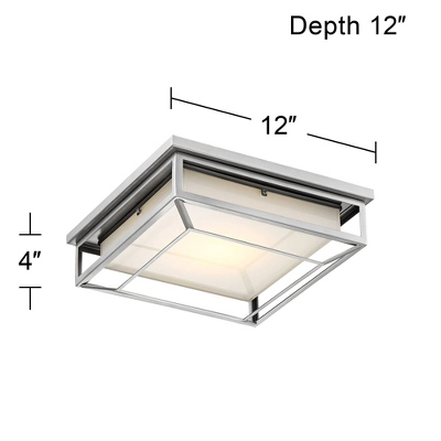 Possini Euro Design Radcliffe Modern Flush Mount Outdoor Ceiling Light Matte Nickel LED 4" Frosted Bonded Glass Damp Rated For Post Exterior Barn Deck - Image 4