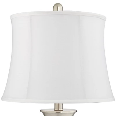 360 Lighting Seymore Modern Table Lamps 26" High Set Of 2 White Softback With USB Charging Port LED Touch On Off Silver Drum Shade For Bedroom Desk - Image 3