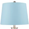 360 Lighting Simon Modern Table Lamps 25 1/2" High Set Of 2 Brushed Nickel With USB Charging Port Blue Hardback Drum Shade For Bedroom Nightstand Desk