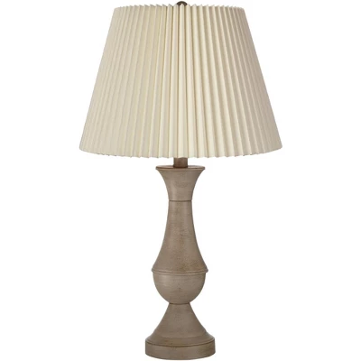Regency Hill Avery Traditional Table Lamps 25" High Set Of 2 Faux Wood With USB Charging Port LED Touch On Off Ivory Shades For Living Room Home Desk - Image 6