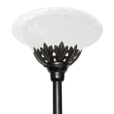 3 Light Restoration Floor Lamp With Scalloped Glass Shade Bronze - Elegant Designs - Image 2