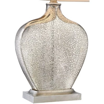 360 Lighting Axel Modern Table Lamps 25" High Set Of 2 Mercury Glass With Dimmers White Fabric Drum Shade For Bedroom Living Room Bedside Nightstand - Image 4