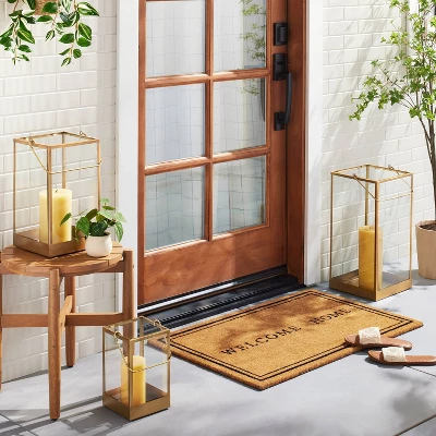 Square Metal & Glass Pillar Candle Lantern - Hearth & Handâ„¢ With Magnolia