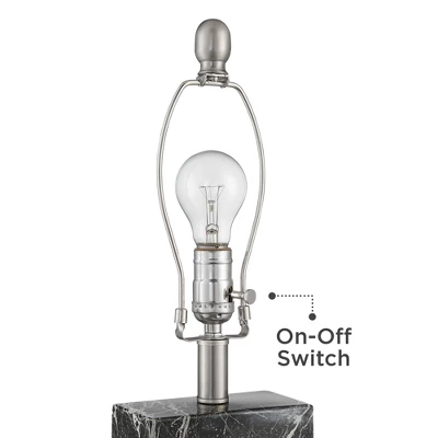 360 Lighting Connie Modern Table Lamps Set Of 2 With Black Marble Riser 25" High Black Faux Marble USB Charging Port White Rectangular Shade For Desk - Image 2