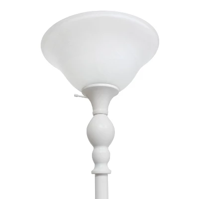 1 Light Torchiere Floor Lamp With Marbleized Glass Shade White - Elegant Designs - Image 3