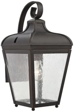 Minka Lavery Rustic Outdoor Wall Light Fixture Oil Rubbed Bronze 16 1/4" Clear Seeded Glass For Post Exterior Porch Yard Patio