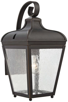 Minka Lavery Rustic Outdoor Wall Light Fixture Oil Rubbed Bronze 16 1/4" Clear Seeded Glass For Post Exterior Porch Yard Patio
