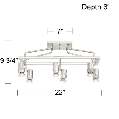 Pro Track Sven 6-Head LED Ceiling Track Light Fixture Kit Spot Light GU10 Silver Brushed Nickel Finish Metal Modern Cage Kitchen Bathroom 22" Wide - Image 7
