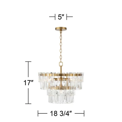 Vienna Full Spectrum Luxum Burnished Brass Chandelier 18 3/4" Wide Modern Tiered Crystal 6-Light Fixture For Dining Room House Foyer Kitchen Island - Image 8