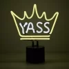 Amped Co 11.3" X 9.75" Neon Desk YASS QUEEN Neon Light Novelty Desk Lamp, Yellow And White Glow