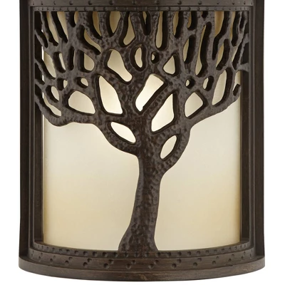 John Timberland Mission Outdoor Wall Light Fixture Bronze Tree Motif 12 1/4" Amber Glass Lantern For Exterior House Porch Patio - Image 3