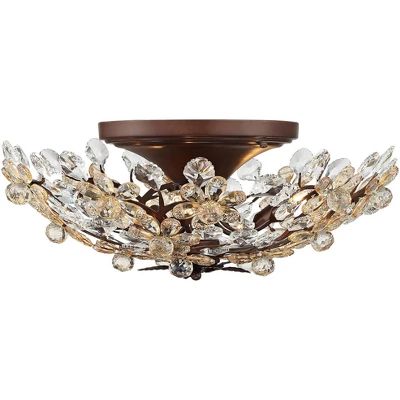 Vienna Full Spectrum Blooms Vintage Ceiling Light Semi Flush Mount Fixture 21" Wide Weathered Brown 5-Light For Bedroom Kitchen Living Room Hallway - Image 3