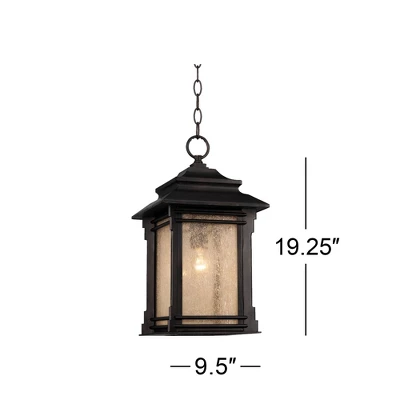 Franklin Iron Works Hickory Point Rustic Outdoor Hanging Light Walnut Bronze 19 1/4" Frosted Cream Glass Damp Rated For Post Exterior Barn Deck House - Image 4