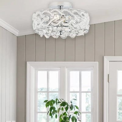 11.5" Olivia Semi-Flush Mount Pendant Metallic Silver - River Of Goods - Image 6