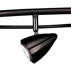 Pro Track Salazar S-Wave 6-Head LED Ceiling Track Light Fixture Kit Spot Light GU10 Adjustable Black Metal Modern Kitchen Bathroom Dining 54" Wide