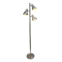 64" Traditional 3 Light Metal Floor Lamp With Adjustable Spotlight Shades Brushed Nickel - Creekwood Home