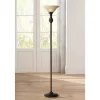 Regency Hill Traditional Torchiere Floor Lamp 70" Tall Hand Applied Black Bronze Swirl Font Amber Glass Shade For Living Room Uplight