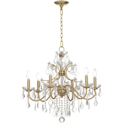 Vienna Full Spectrum DeMallo Gold Chandelier 26" Wide French Scroll Arm Clear Crystal 6-Light Fixture For Dining Room House Foyer Kitchen Island Home - Image 7