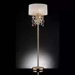 63" Antique Crystal Floor Lamp With Crystals (Includes CFL Light Bulb) Gold - Ore International