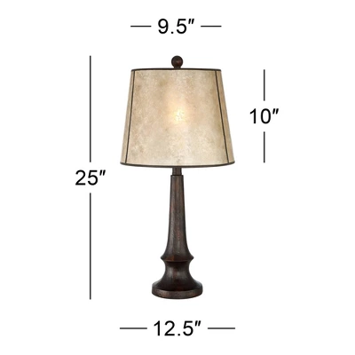 Franklin Iron Works Naomi Industrial Rustic Table Lamp 25" High Bronze With USB Charging Port Mica Shade For Bedroom Living Room Bedside Office Desk - Image 6