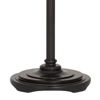 Regency Hill Traditional Torchiere Floor Lamp 70" Tall Hand Applied Black Bronze Swirl Font Amber Glass Shade For Living Room Uplight - Image 3
