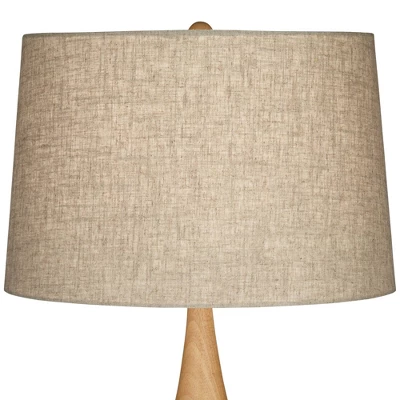 360 Lighting Sevilla 29" Tall Mid Century Modern End Table Lamp Green Ceramic Single Living Room Bedroom Bedside Nightstand House Oatmeal Shade - Image 3