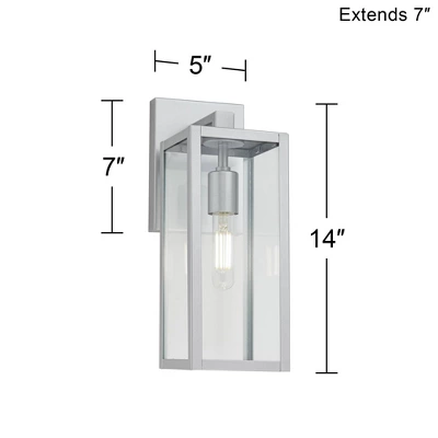 John Timberland Titan Modern Outdoor Wall Light Fixture Silver Metal Rectangular Frame 14" Clear Glass For Post Exterior Barn Deck House - Image 8
