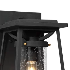 Minka Lavery Modern Outdoor Wall Light Fixture Sand Black 12 1/2" Clear Seeded Glass Shade For Post Exterior Deck Porch Yard Patio