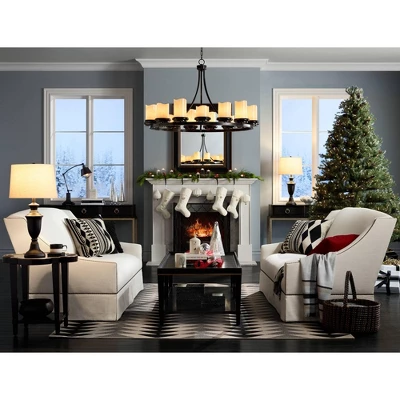 Barnes And Ivy Traditional Table Lamps 32.5" Tall Set Of 2 Bronze Curling Leaves Tan Rectangular Shade For Living Room Family Bedroom Bedside - Image 8