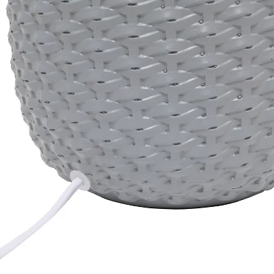 20.4" Traditional Ceramic Purled Texture Bedside Table Desk Lamp With White Fabric Drum Shade Gray - Simple Designs - Image 5