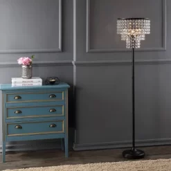 60" Crystal/Metal Juliette Floor Lamp (Includes Light Bulb) Bronze - JONATHAN Y