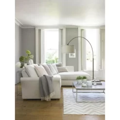 FC Design Modern 81" Tall Standing Adjustable Arched Floor Lamp With Drum Shade And Marble Base