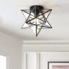 12" Metal/Glass Stella Moravian Star Flush Mount (Includes Energy Efficient Light Bulb) Black - JONATHAN Y