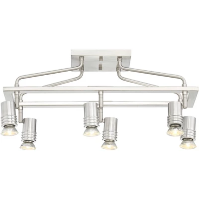 Pro Track Sven 6-Head LED Ceiling Track Light Fixture Kit Spot Light GU10 Silver Brushed Nickel Finish Metal Modern Cage Kitchen Bathroom 22" Wide - Image 3