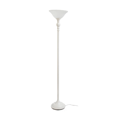 1 Light Torchiere Floor Lamp With Marbleized Glass Shade White - Elegant Designs - Image 6