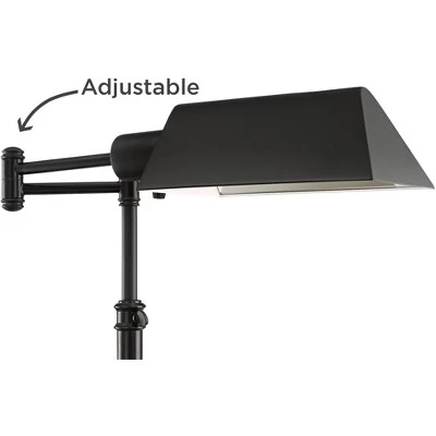 Regency Hill Jenson Traditional Pharmacy Floor Lamp 54" Tall Dark Bronze Adjustable Swing Arm Metal Shade For Living Room Reading Bedroom Office - Image 2