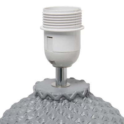 20.4" Traditional Ceramic Purled Texture Bedside Table Desk Lamp With White Fabric Drum Shade Gray - Simple Designs - Image 2