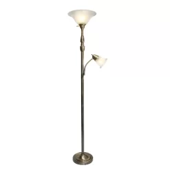 71" 3-way 2 Light Mother Daughter Floor Lamp Antique Brass - Elegant Designs