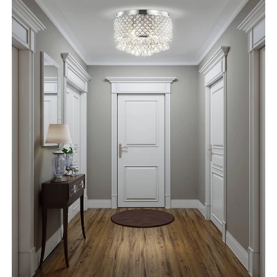 14.7" Crystal Drops/Metal Evelyn Flush Mount (Includes Energy Efficient Light Bulb) Chrome - JONATHAN Y - Image 4