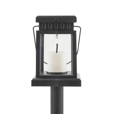 Set Of 6 Outdoor Solar Powered Hanging/Stake Lanterns Black - Alpine Corporation - Image 2