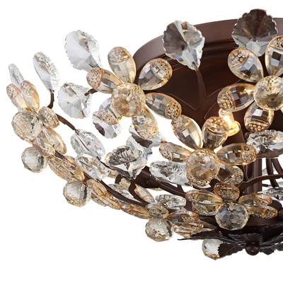Vienna Full Spectrum Blooms Vintage Ceiling Light Semi Flush Mount Fixture 21" Wide Weathered Brown 5-Light For Bedroom Kitchen Living Room Hallway - Image 2