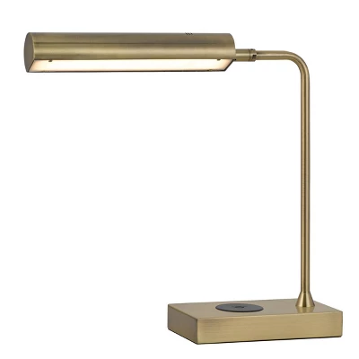 17.5" Metal LED Desk Lamp With Wireless Charging Antique Brass (Includes LED Light Bulb) - Cal Lighting - Image 2