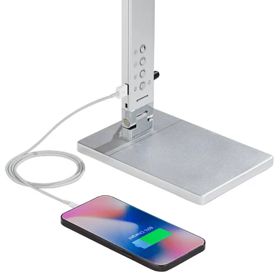 360 Lighting Jett Modern Desk Lamp 16 1/2" High Silver With USB Port And Nightlight LED Dimmer Touch On Off For Bedroom Bedside Nightstand Family Home - Image 3