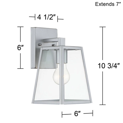 John Timberland Arrington Modern Outdoor Wall Light Fixture Silver Steel 10 3/4" Clear Glass For Post Exterior Barn Deck House Porch Yard Posts Patio - Image 6