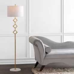 61.5" Metal Diamante Modern Gilt Floor Lamp (Includes LED Light Bulb) Gold - JONATHAN Y