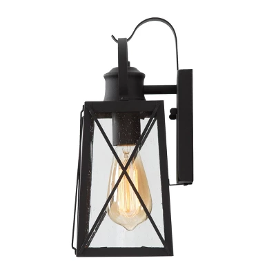 12.5" Metal/Glass "X" Outdoor Wall Lamp Black - LNC - Image 5