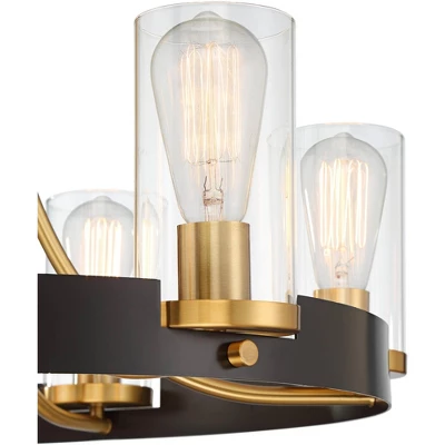 Stiffel Ferrers Dark Bronze Gold Chandelier 26" Wide Clear Glass Shade 6-Light Fixture For Dining Room House Foyer Kitchen Island Entryway Bedroom - Image 3