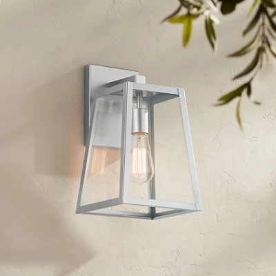 John Timberland Arrington Modern Outdoor Wall Light Fixture Silver Steel 13" Clear Glass For Post Exterior Barn Deck House Porch Yard Posts Patio Home