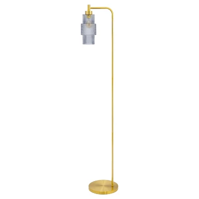 63" Kyra Pillar Shade Floor Lamp Blue/Gold - River Of Goods - Image 6